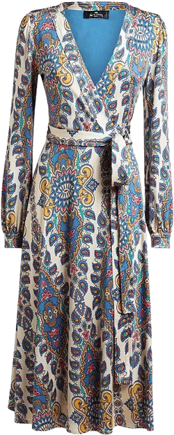 Etro Printed Wrap Midi Dress