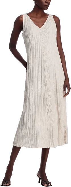 Eileen Fisher Crushed Silk Midi Dress