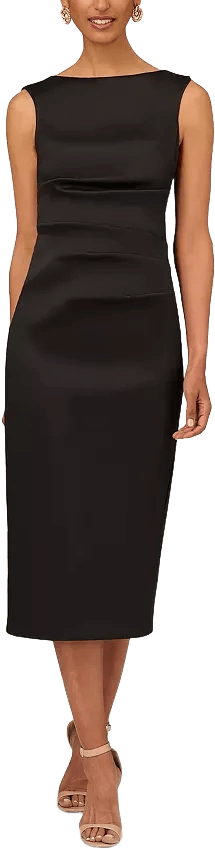Aidan Mattox Stretch Mikado Midi Sheath Dress