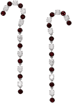 Nadri Holi-Daze Cubic Zirconia & Color Crystal Candy Cane Linear Drop Earrings in Rhodium Plated