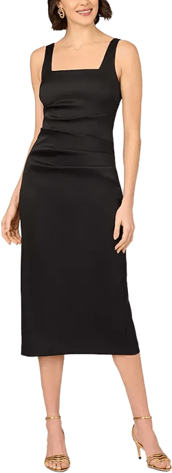 Aidan Mattox Stretch Mikado Midi Dress