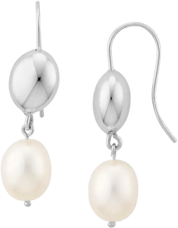 Bloomingdale's Fine Collection Cultured Freshwater Pearl Oblong Drop Earrings in Sterling Silver 