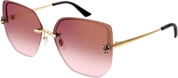 Cartier Panthère Light 24K Gold Plated Square Sunglasses, 63mm