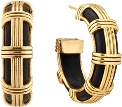 Capucine De Wulf Gaia Ebony Hoop Earrings in 18K Gold Plated  