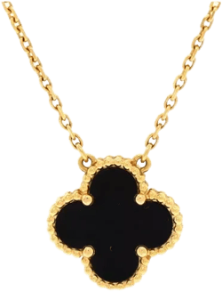 Pre-Owned Van Cleef & Arpels Vintage Alhambra Pendant Necklace 18K Gold and Onyx