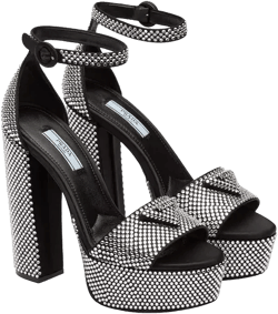 Prada Women's Satin Platform Sandals with Crystals