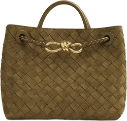 Bottega Veneta Small Andiamo Intrecciato Suede Top Handle Bag