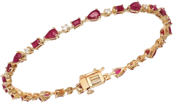 Bloomingdale's Fine Collection   Ruby & Diamond Link Bracelet in 14K Yellow Gold  