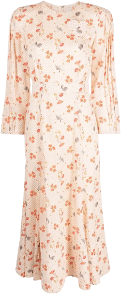 floral-print silk midi dress