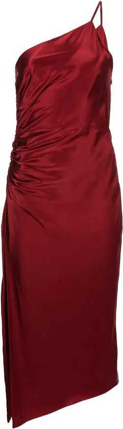 gathered-detail silk dress