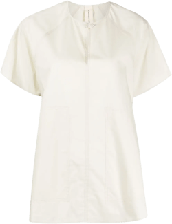 split-neck cotton blouse