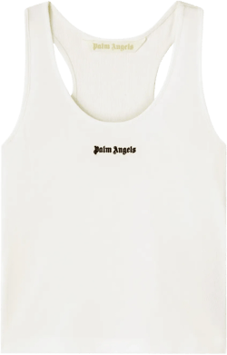 logo-embroidered ribbed tank top 