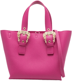 logo-buckle faux-leather tote bag