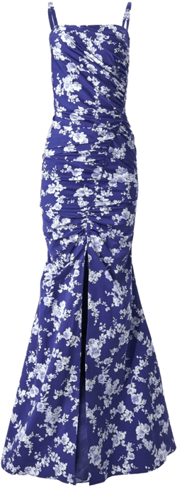 floral-print gathered gown 