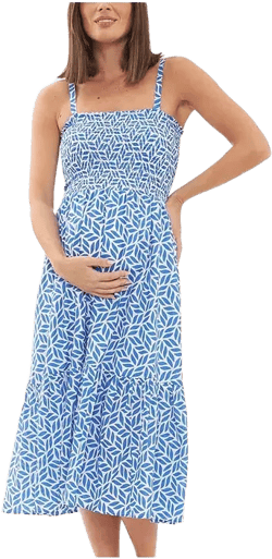 Capri Shirred Dress White/Lapis