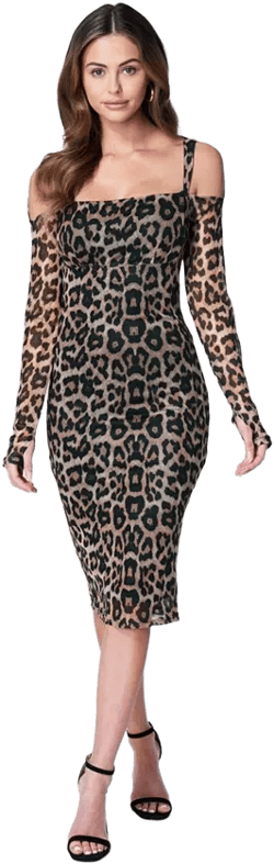 Women's Mesh Dress With Faux Gloves