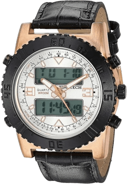 Men's Analog/Digital Multi-Function Weekend Sport Watch with Leather Band
