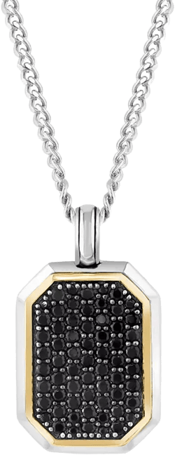 EFFY® Men's Black Spinel 22" Pendant Necklace (1-3/8 ct. t.w.) in Sterling Silver & 18k Gold-Plated Sterling Silver 