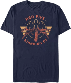 Star Wars Men's Classic Red Five Standing By Short Sleeve T-Shirt