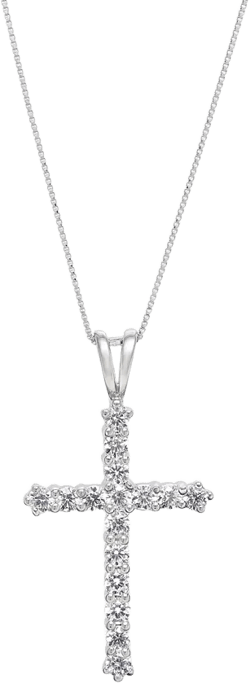 Diamond Cross 18" Pendant Necklace (1 ct. t.w.) in 14k White Gold