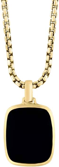 EFFY® Men's Onyx Dog Tag 22" Pendant Necklace in 14k Gold-Plated Sterling Silver