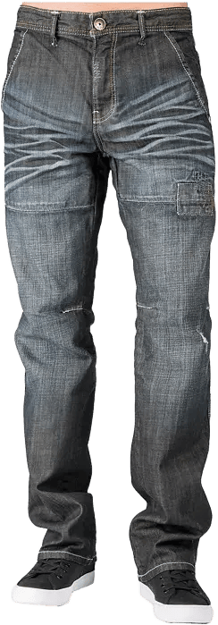 Men's Relaxed Straight Premium Jeans Vintage-like Whisker Ripped & Repaired