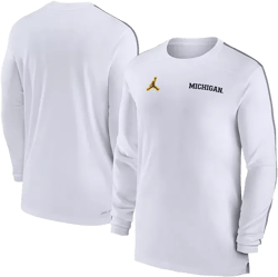 Men's Michigan Wolverines 2024 Sideline Coach UV Performance Long Sleeve T-Shirt