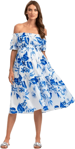 Maternity Off-the-Shoulder Floral Knee-Length Dress Lola
