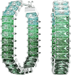 Matrix Rhodium Plated Baguette Cut Hoop Earrings