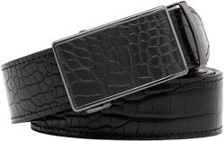 Men's Genuine Leather Crocodile Design Dress Belt with Automatic Buckle