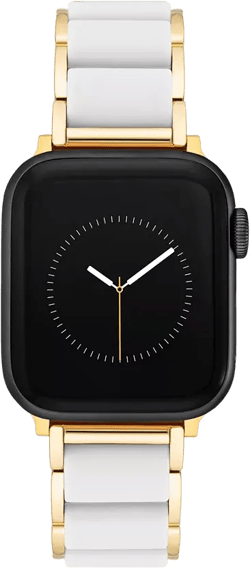 Women's Gold-Tone Alloy Metal and White Silicone Bracelet designed for Apple Watch® 42mm (Series 1-3 only) & 44/45/46/49mm (Ultra & Ultra 2)