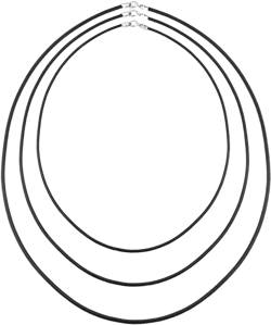 Set of Three 16 18 20 Inch Black Rubber Necklace Pendant Cord Sterling Silver
