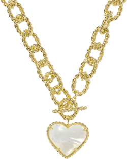 Kendra Scott 14k Gold-Plated Mother-of-Pearl Heart 20-1/2" Convertible Statement Pendant Necklace