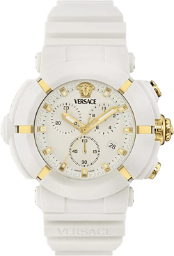 Men's Swiss Chronograph Real Active White TPU Strap Watch 45mm