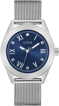 Men's Analog Silver Tone Mesh Watch, 44mm