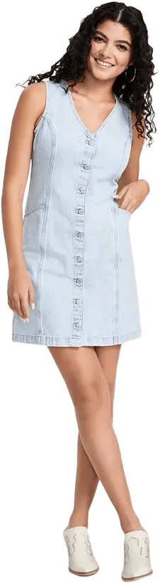 Women's Vianna Denim Button-Front Vest Dress