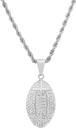 STEELTIME Men's Crystal American Football 24" Pendant Necklace