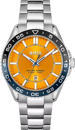 Hugo Boss Men's Runner 3H Silver Stainless Steel Watch, 44mm