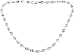 Bling Jewelry Unisex Yellow 14K Gold Overlay .925 Sterling Silver Nautical Anchor Link Puff Mariner Chain Necklace For Women Men 6MM Wide 24 Inch