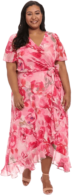 London Times Plus Size Floral Flutter-Sleeve Ruffle Dress