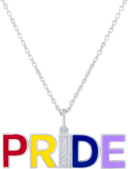 Diamond Accent PRIDE Pendant Necklace in Sterling Silver, 16" + 4" extender