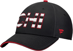 Men's Black/Red Chicago Blackhawks Authentic Pro Rink Team Code Flex Hat
