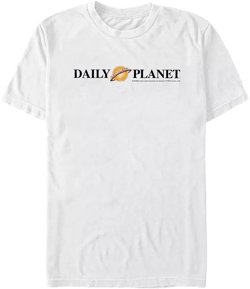 DC Men's Superman Daily Planet Text Logo Short Sleeve T-Shirt