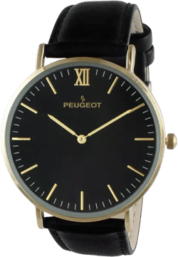 Men's 40mm Black Dial Super Slim Leather Strap Watch