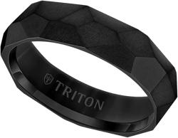 Men's Faceted Brush Finish Wedding Band in Titanium