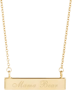 14K Gold Plated Mama Bear Bar Necklace