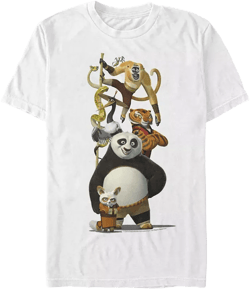 Kung Fu Panda Men's Po and Friends Short Sleeve T-Shirt