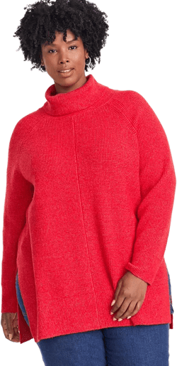 Plus Size Turtleneck Waffle-Knit Tunic Sweater, Created for Macy's