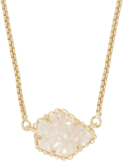 Drusy Stone Pendant Necklace, 15" + 2" extender