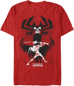 Men's Samurai Jack Aku Sword Fight Splatter Short Sleeve T- shirt